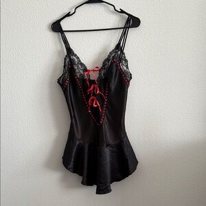 Vintage Tosca Black Lace Babydoll Slip Dress Size Large